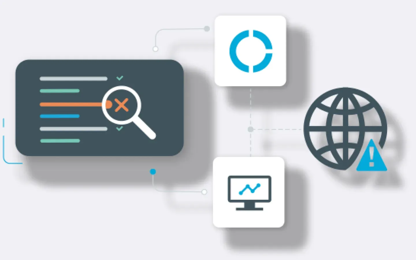 Illustration of a recorded privileged session being searched, with monitoring, reporting and alerting connected to it